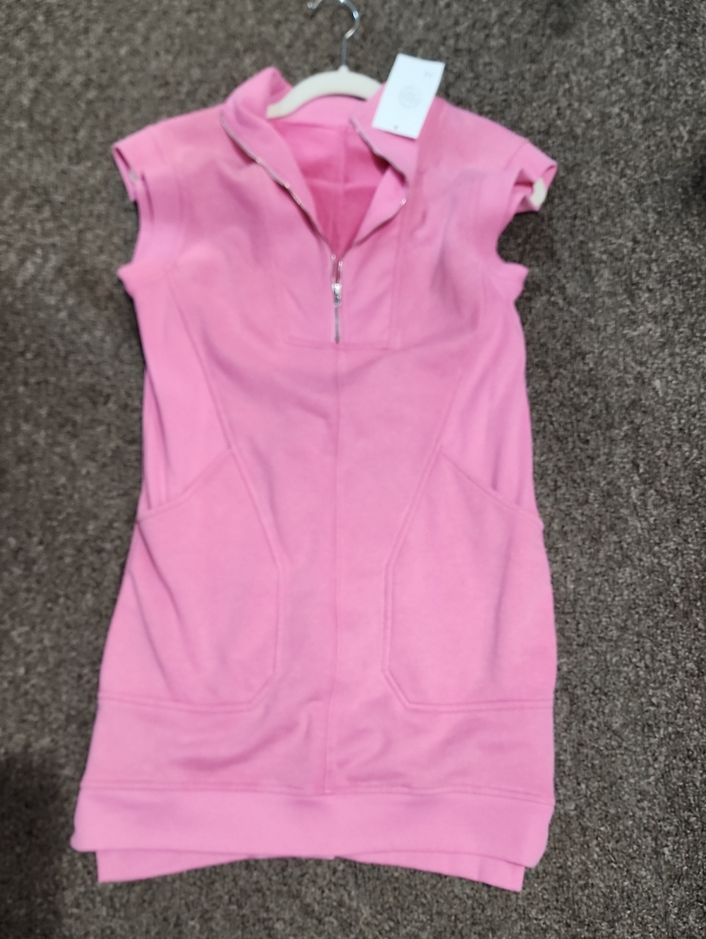 Cap-Sleeve Pink Zip-Front Women's Dress
